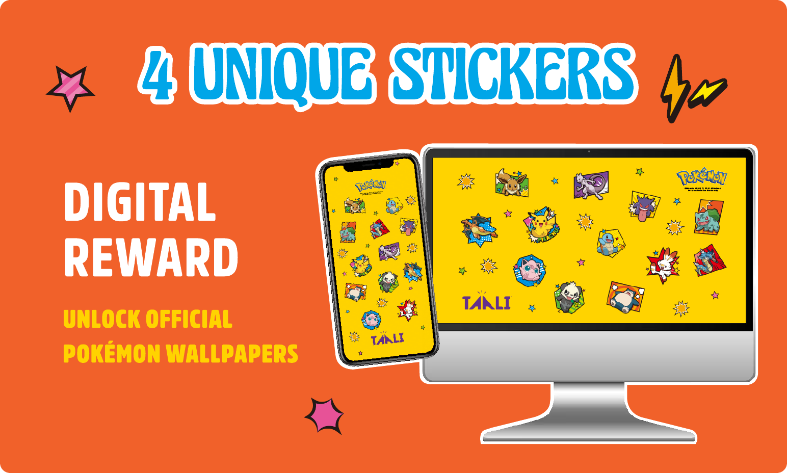 4 unique stickers unlock official Pokemon wallpapers